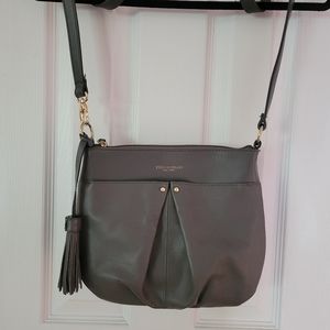 Tignanello Gray Leather Crossbody Purse